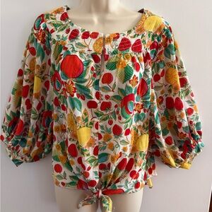 Rose & Olive Colorful Fruit Print Blouse